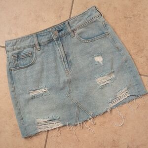 PacSun Denim Mini Skirt Distressed Jean Cut Off Raw Hem 100% Cotton - Size 27
